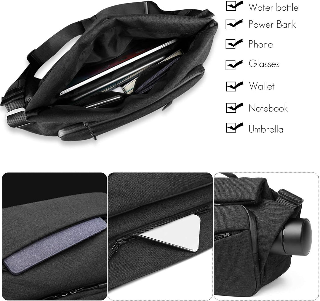 FANDARE Männer Umhängetasche Erweiterbar Schultertasche mit USB-Ladeanschluss Herren Messenger Bag C