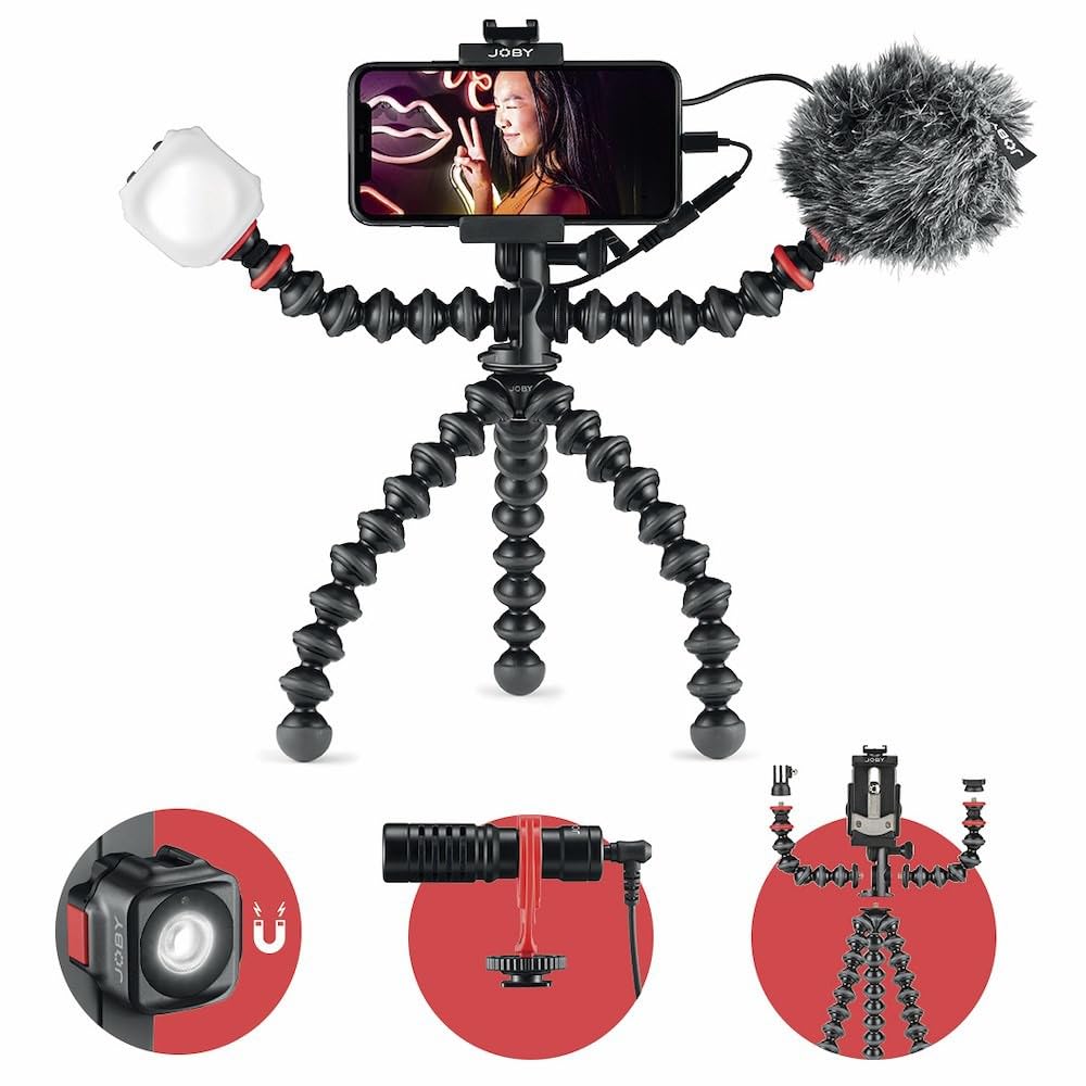 JOBY GorillaPod Mobile Vlogging Kit (Smartphone Rig, Micro Wavo Mobile, Mini LED Beamo) Flexibles St