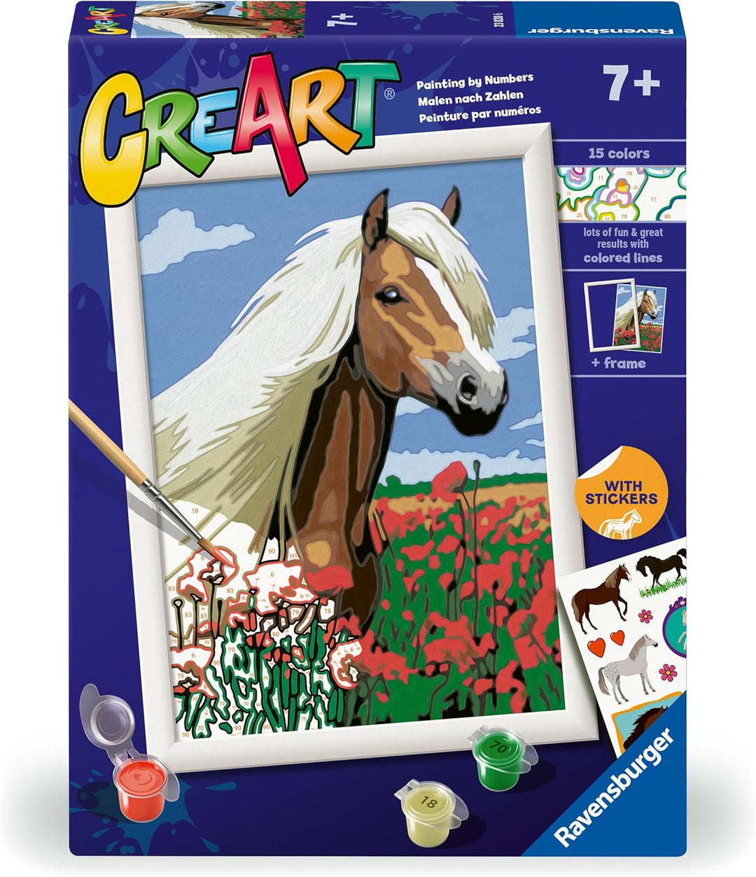 Ravensburger CreArt D Classic: Haflinger Pferd, Malset nach Zahlen, enthält ein vorgedrucktes Brett,