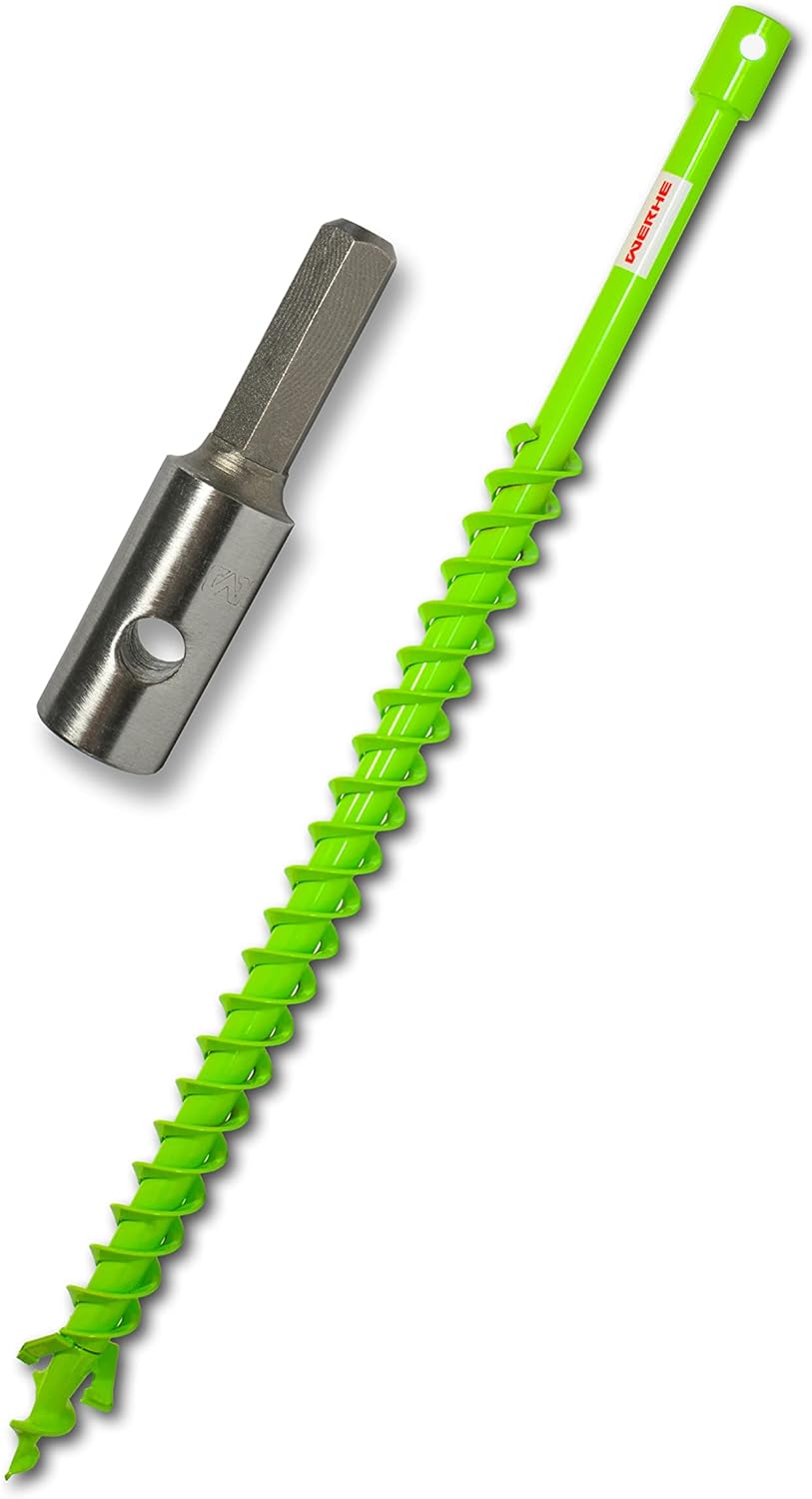 WERHE® Profi Bohrer VollStahl, Erdbohrer für bohrmaschine 40 mm Doppel-Welle extrem robust mit Hex A