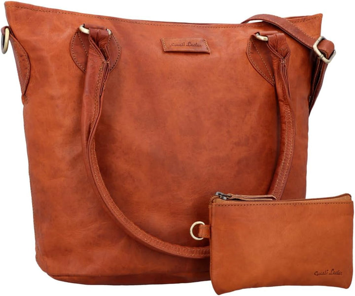 Gusti Handtasche Leder- Therese Damen Handtasche Umhängetasche Shopper Ledertasche Braun Leder