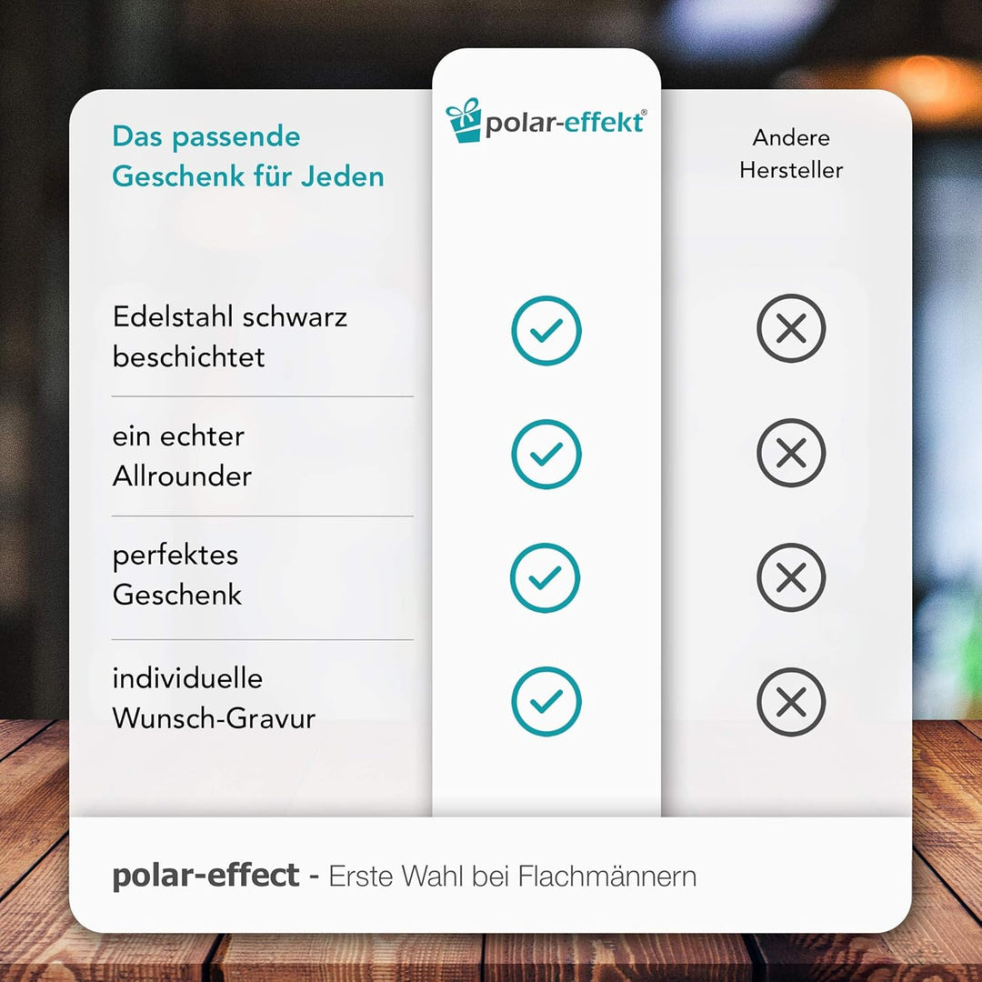 polar-effekt Flachmann aus Edelstahl mit Wunschgravur - 170ml - schwarz - Deutsche Herstellung - Mot