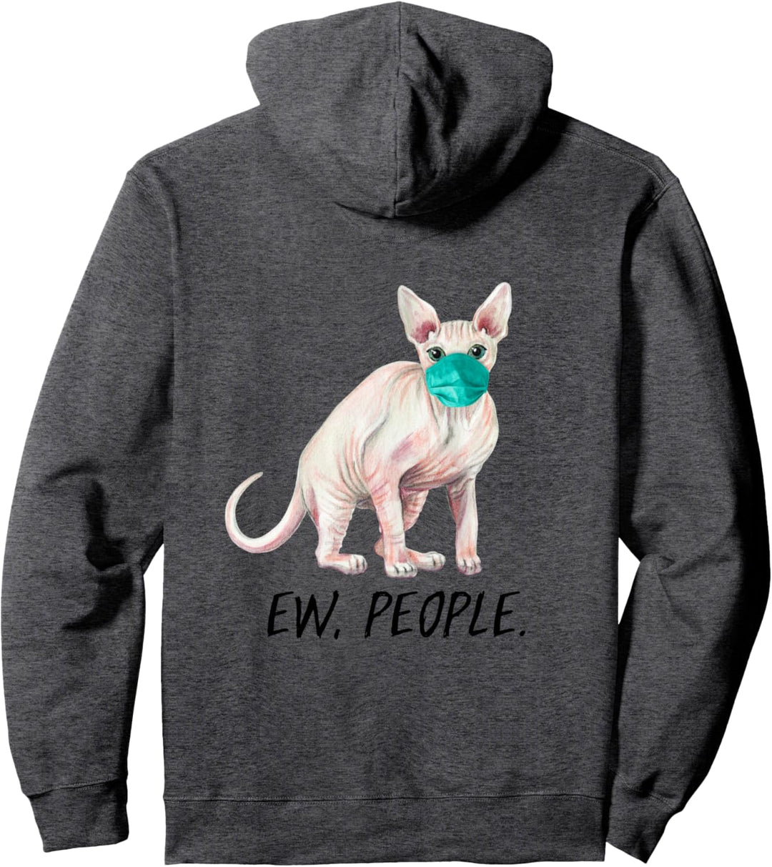 SPHYNX Katze mit Gesichtsmaske Mundschutz Nacktkatze Pullover Hoodie