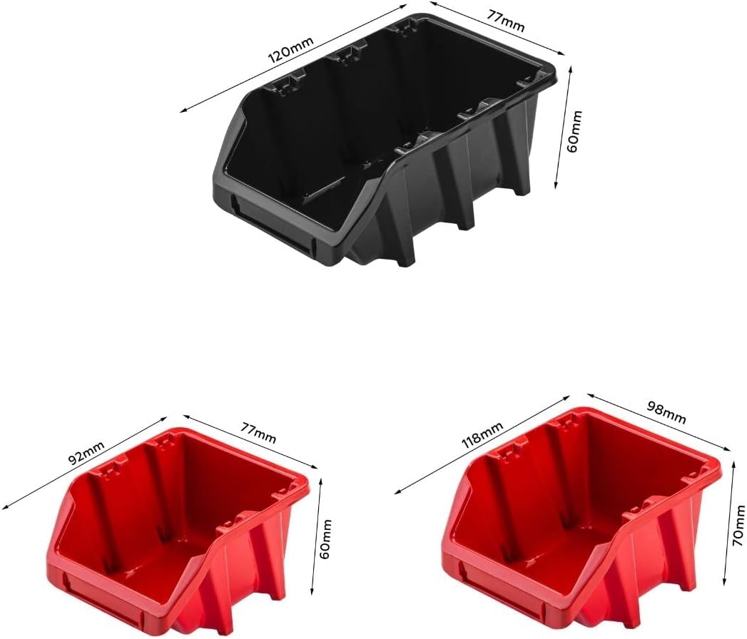 Lagersystem Werkstattregal | 172 x 78 cm | 60 stck. Box | Wandregal mit Werkzeughalterungen und Stap