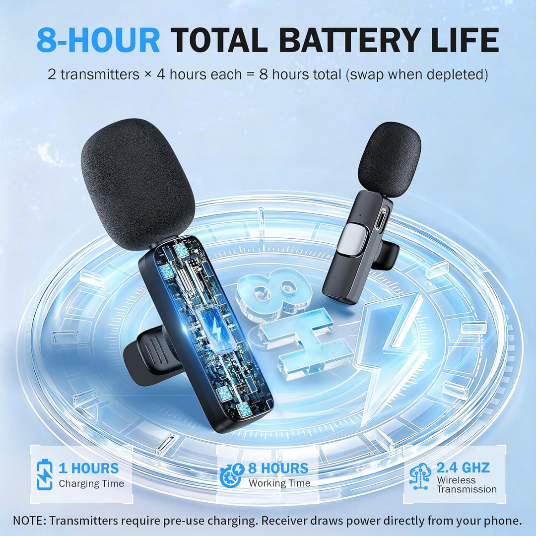 Kabelloses Lavalier Mikrofon für Handy/iPhone//iPad/Kamera, Mini Mikrofon für Live-Streaming, Rausch