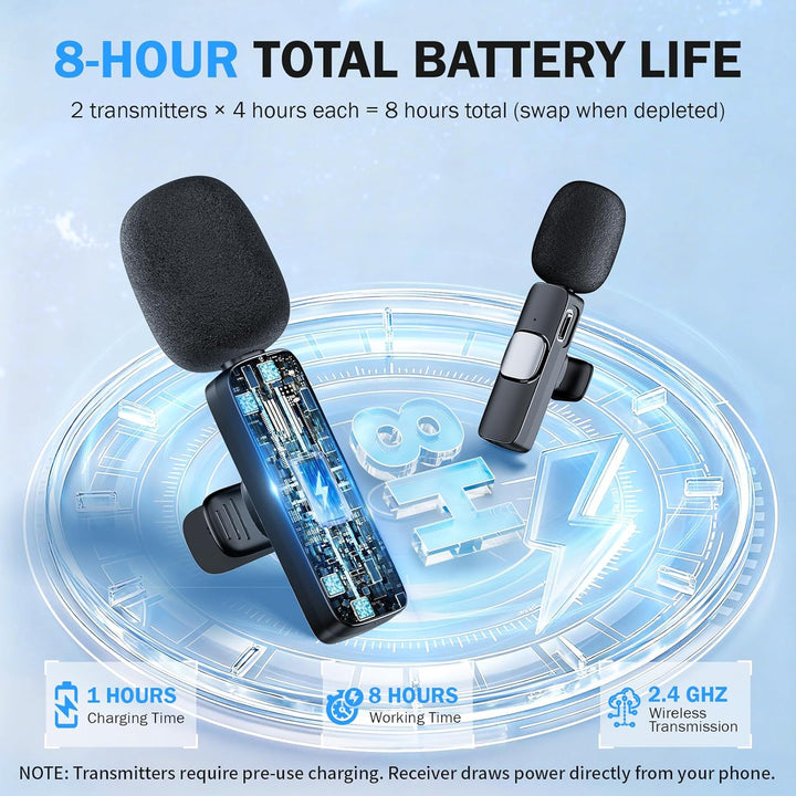 Kabelloses Lavalier Mikrofon für Handy/iPhone//iPad/Kamera, Mini Mikrofon für Live-Streaming, Rausch