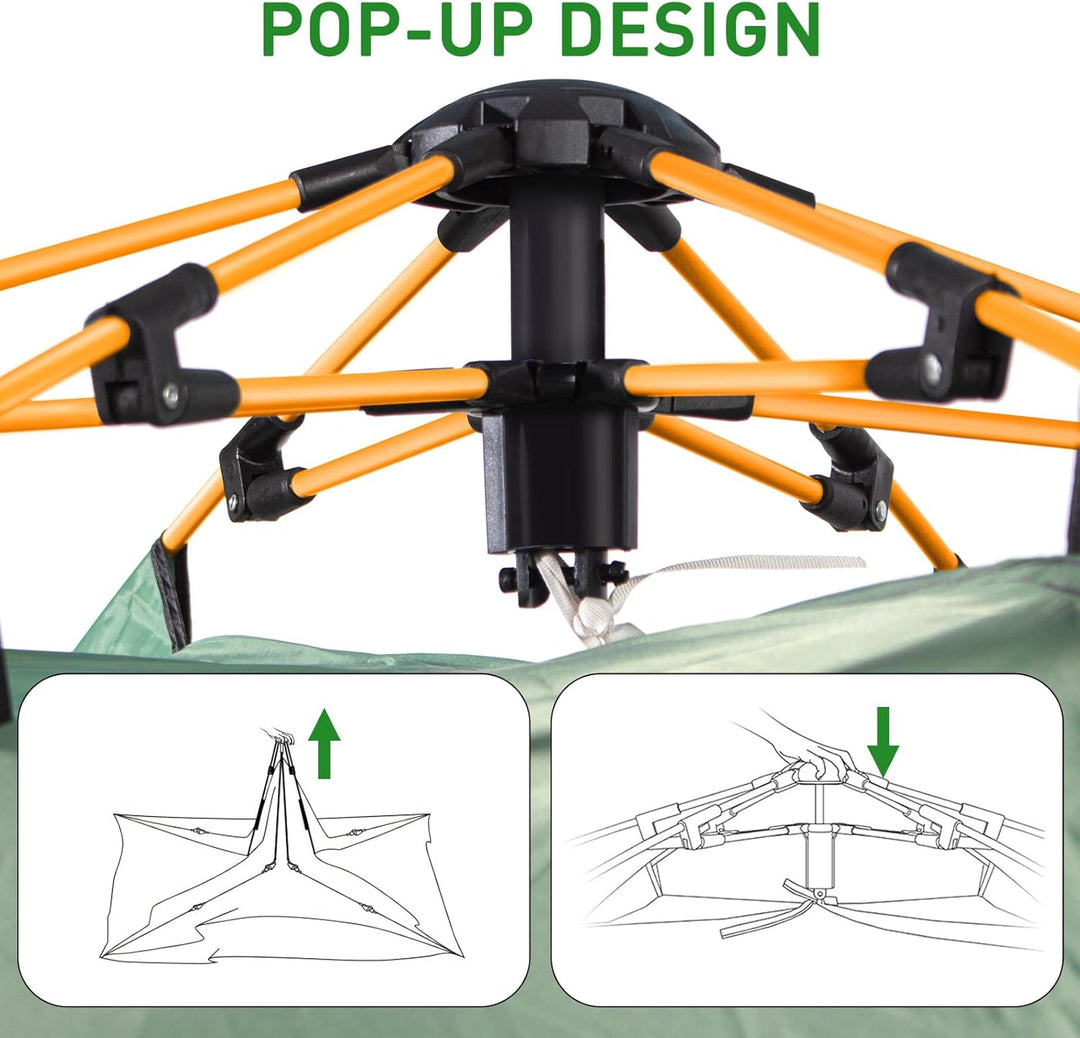 Leogreen Camping Zelt Automatik Kuppelzelt 3-4 Personen, Wasserdicht UV-Schutz Pop Up Zelt mit Trage
