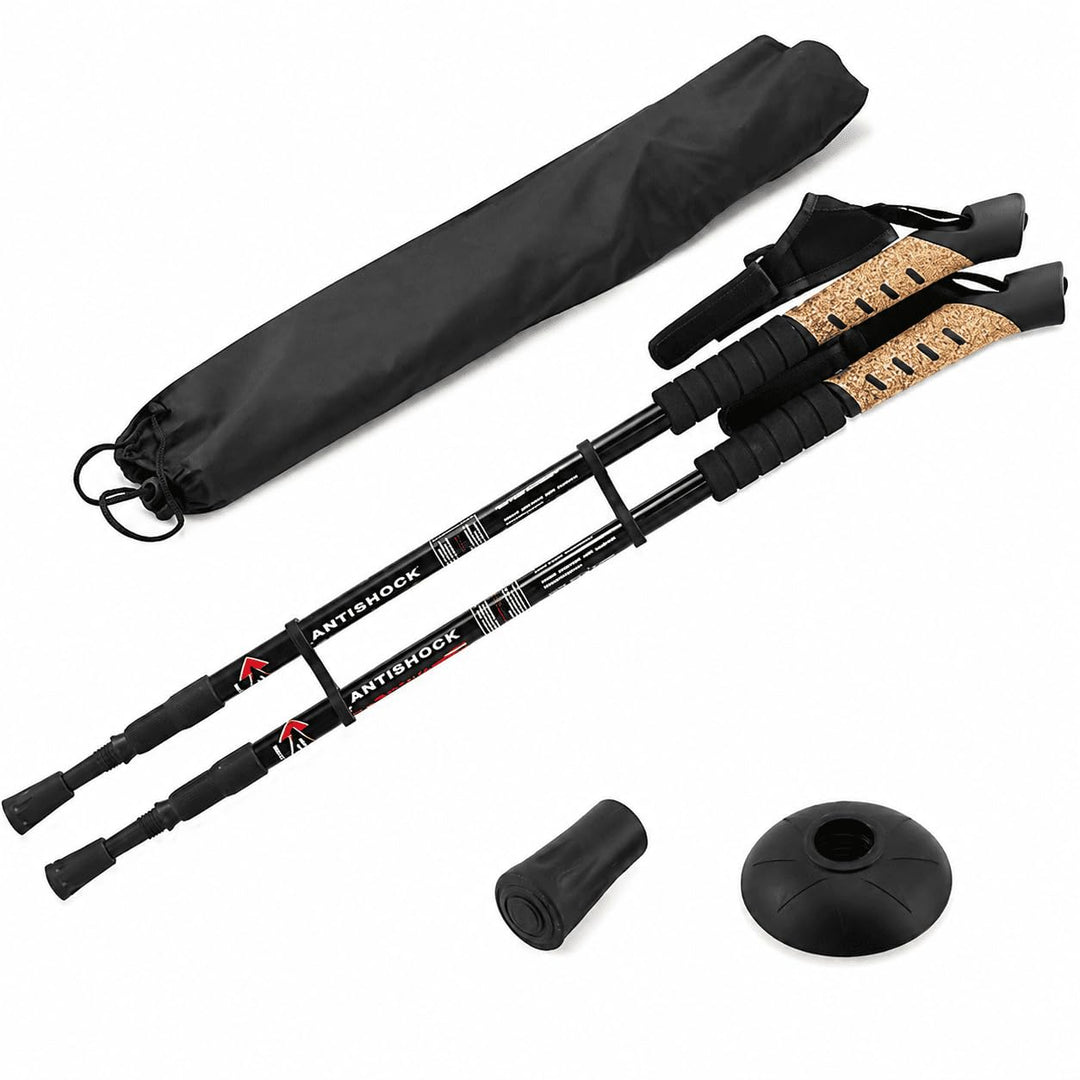 MidGard Nordic Walking Stöcke Teleskop Antischock Wanderstöcke aus Aluminiumlegierung mit Korkgriff
