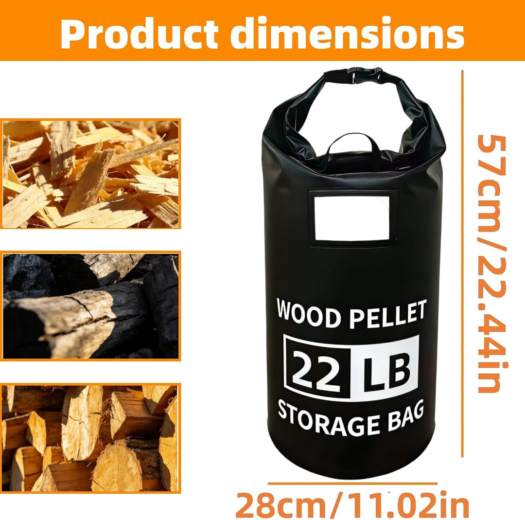Holzpellet-Aufbewahrungsbehälter – 10 kg wasserdichter Holzkohlebehälter mit doppelter Schnalle und