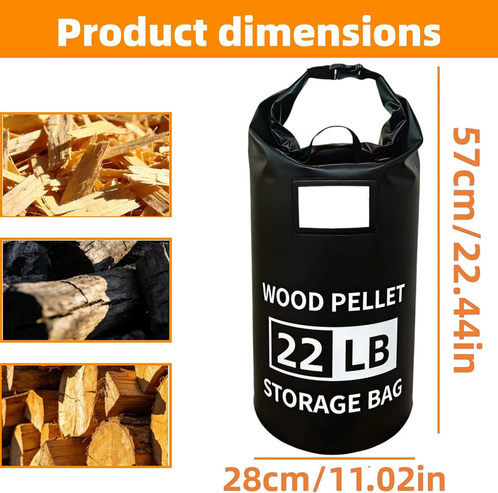 Holzpellet-Aufbewahrungsbehälter – 10 kg wasserdichter Holzkohlebehälter mit doppelter Schnalle und