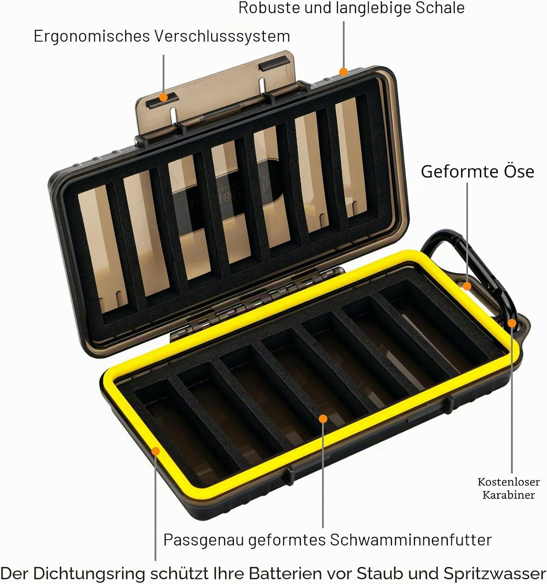 KIWIFOTOS 18650 Batteriebox Aufbewahrung für 14 Stück 18650 Akku und alle ähnlich grossen Akkus - 18