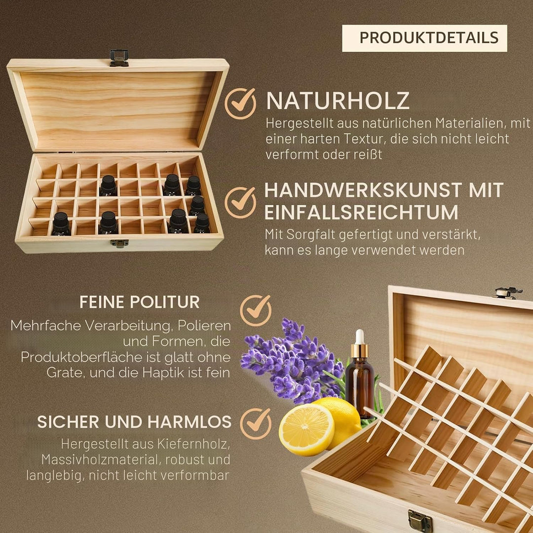 RoseFlower 32 Löcher Ätherisches Öl Aufbewahrungsbox Duftöle Display Ständer Behälter, Essential Oil