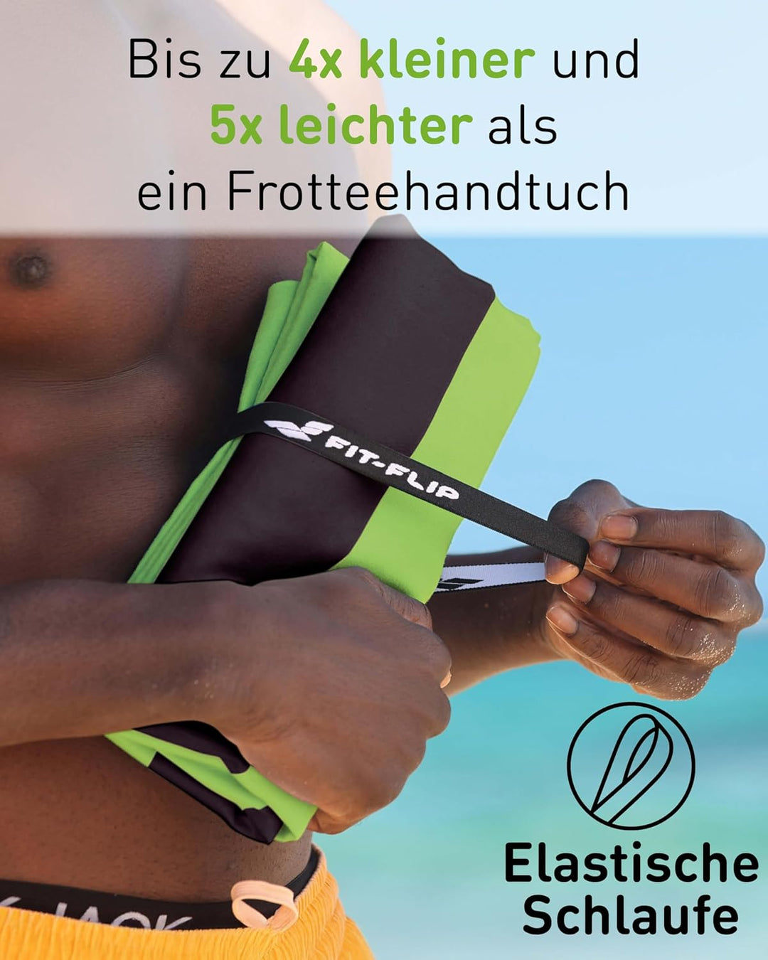 Fit-Flip Strandtuch XXL aus Mikrofaser - leicht und schnelltrocknend - 100% recyceltes Strandhandtuc