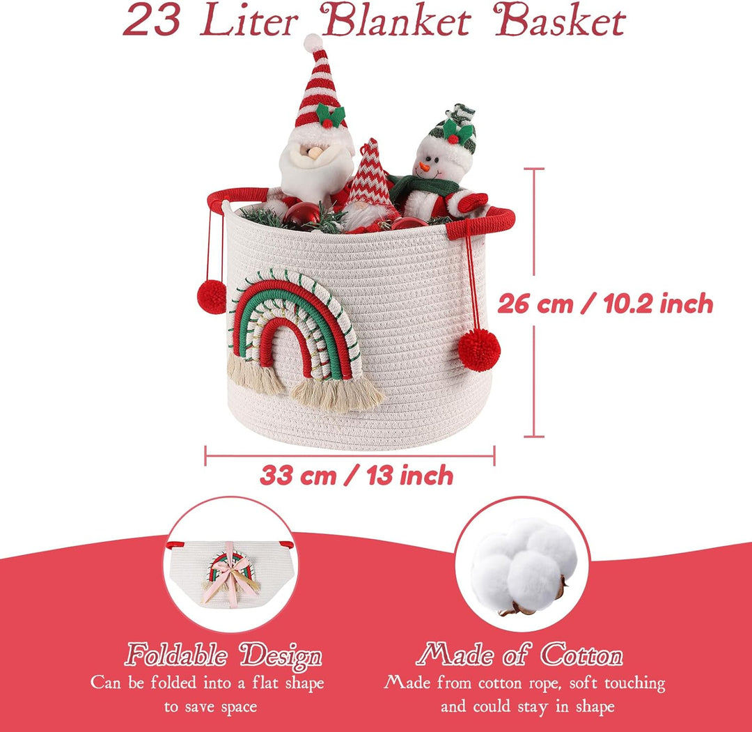 Weihnachtskorb Leer Weihnachtskörbe für Weihnachtsbaum, Aufbewahrung von Weihnachtsschmuck, Weihnach