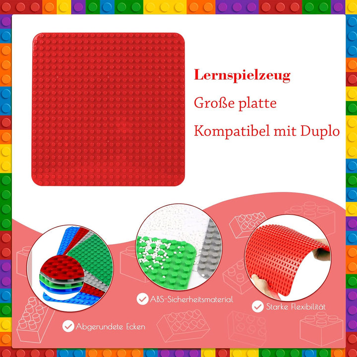 grosse Platte Kompatibel mit Lego Duplo, 38 x 38cm grundplatte, Konstruktionsspielzeug für Mädchen u