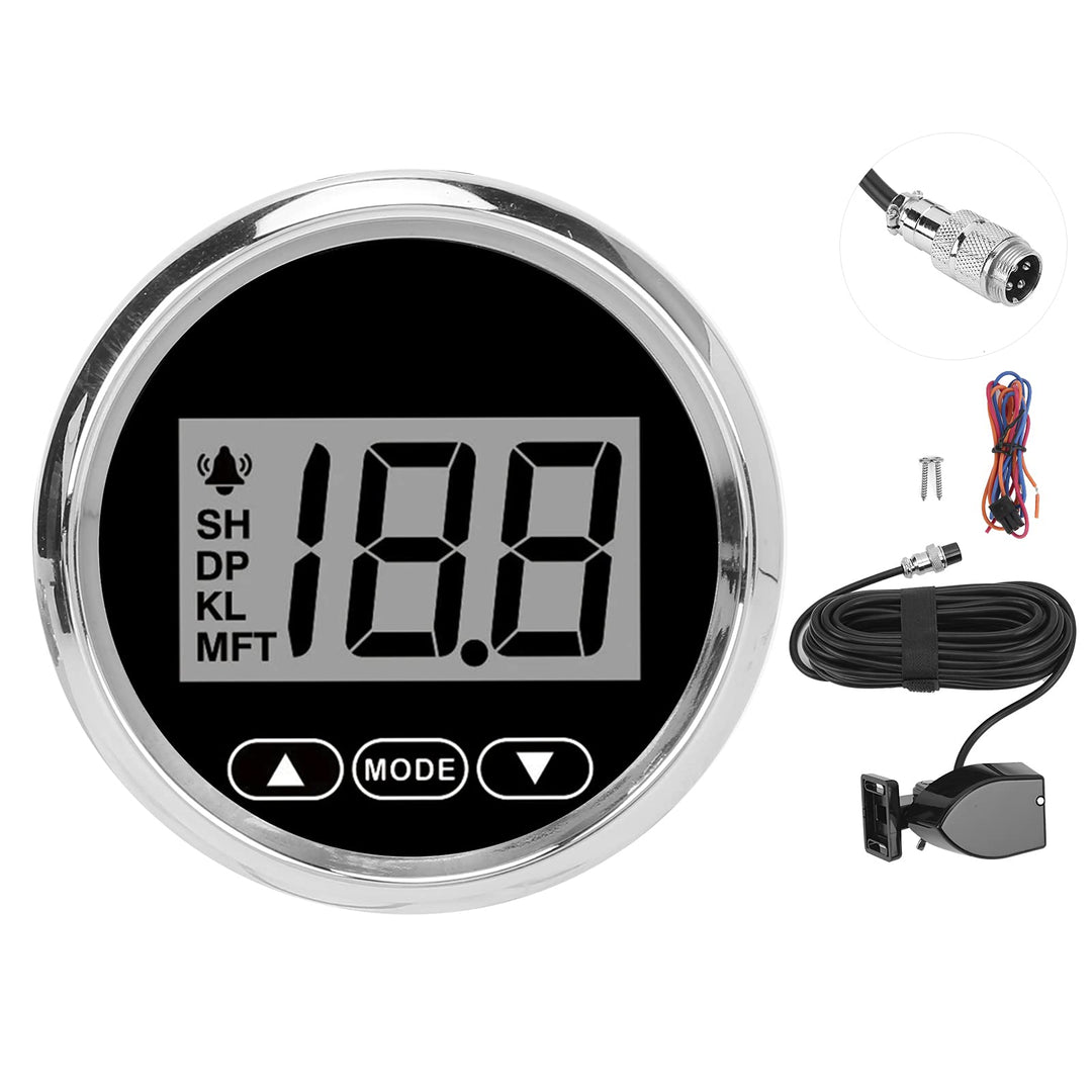 Tiefenmesser Boot,Bootstiefenmesser,52 Mm / 2 Zoll Marine-Tiefenmesser Digitaler Tiefenmesser Rang 1
