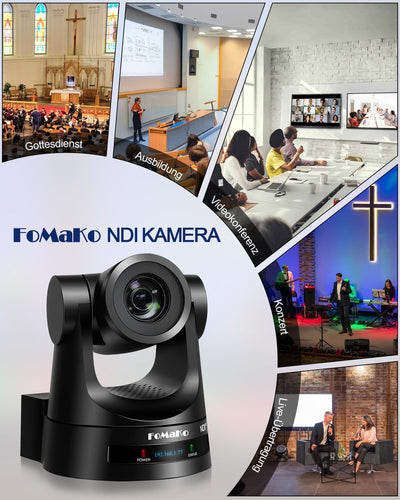 FoMaKo 20x NDI PTZ Kamera Bundle/Kit (2X KN20A Kamera & 1x KC608 Pro PTZ Controller) für Gottesdiens