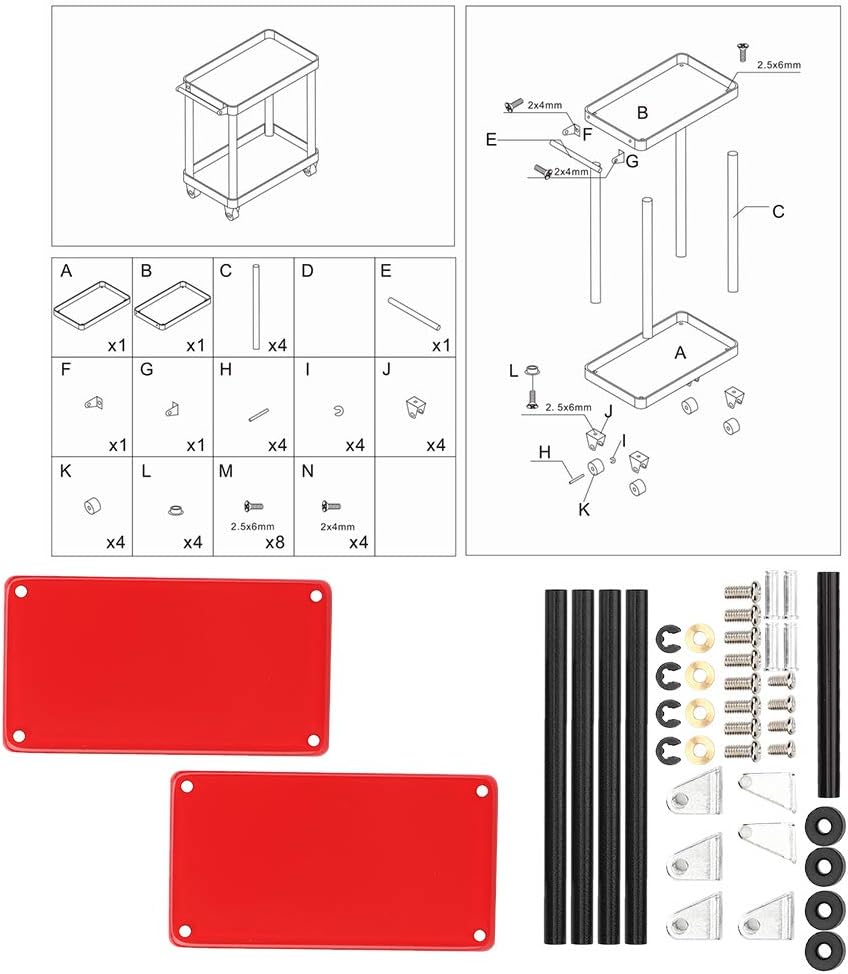 RC Car Tools Trolley, 2 Tier RC Simulation Repair Tools Trolley Tray Holder, Mobile Werkstatt Garage