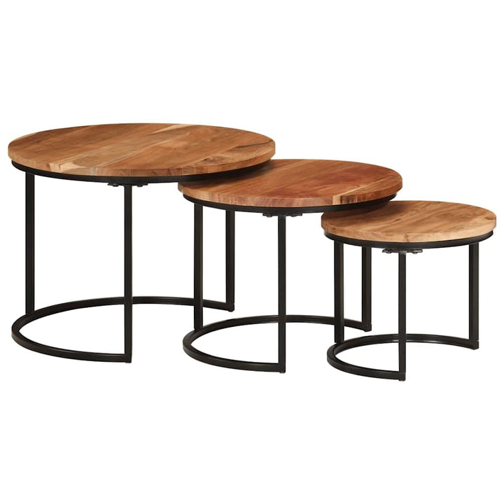 vidaXL Satztisch 3-TLG., Couchtisch Holz-Tischplatte Eisenbein, Beistelltisch für Wohnzimmer, Wohnzi