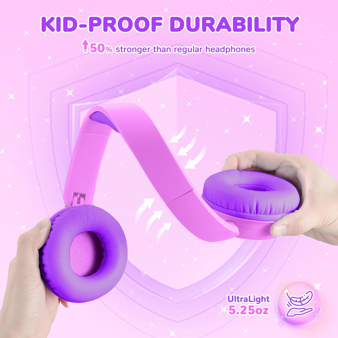 iClever BTH22 Kinder-Bluetooth-Kopfhörer, 60H Spielzeit, 74/85 dBA sichere Lautstärke, Bluetooth 5.4
