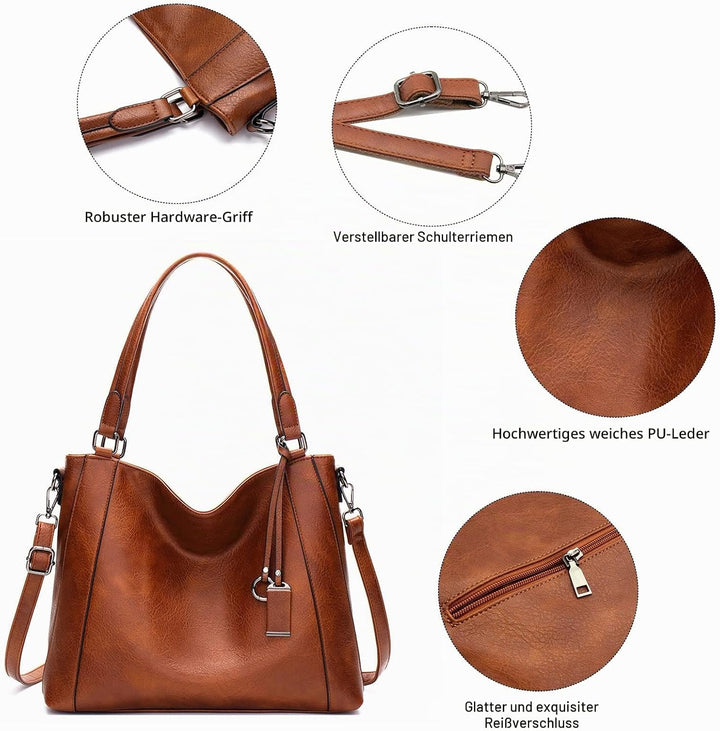 Long Keeper Handtasche Damen Gross - Tote Bag Shopper Damen Leder Umhängetasche Damen Schultertasche