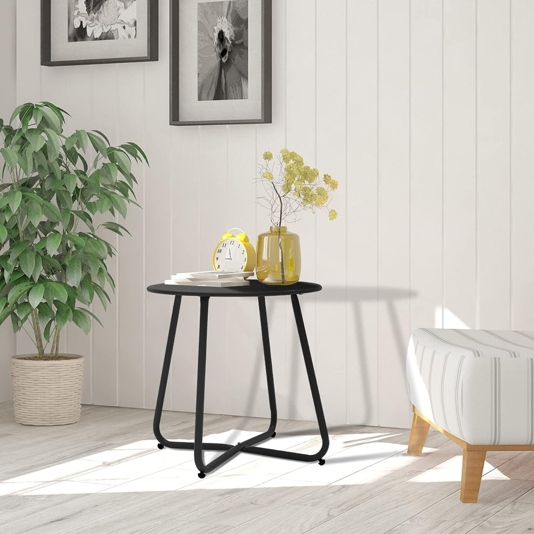 Beistelltisch, Kleiner Beistelltisch Metall, Garten Rund, Couchtish & Kaffeetisch mit Verstellbarer