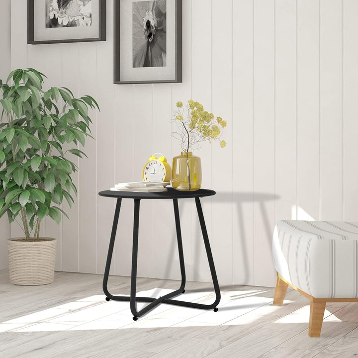 Beistelltisch, Kleiner Beistelltisch Metall, Garten Rund, Couchtish & Kaffeetisch mit Verstellbarer