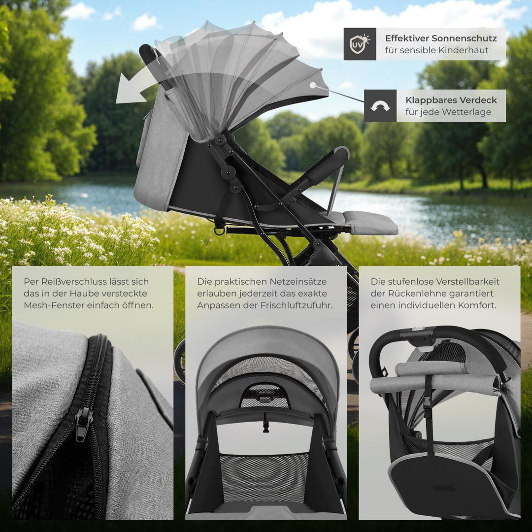 tectake® Buggy Kinderwagen von 0 bis 3 Jahre, Wagen für Baby Erstausstattung Neugeborene und Kinderb