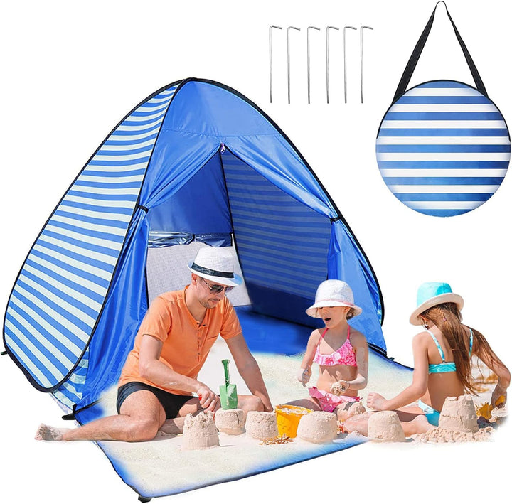 Strandmuschel Pop Up Strandzelt, Extra Light Pop Up Zelt für 2-3 Personen 50+ UV Schutz Tragbar Stra
