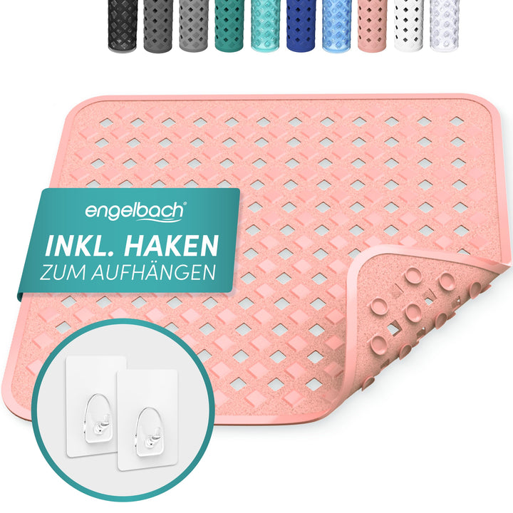 Engelbach® Duschmatte rutschfest 53x53cm - Inklusive Haken zum Aufhängen - 100% BPA-frei - Antirutsc
