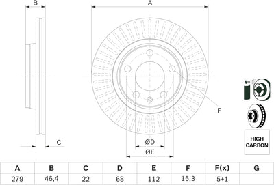 Bosch BD768 Bremsscheiben - Vorderachse - ECE-R90 Zertifizierung - zwei Bremsscheiben pro Set