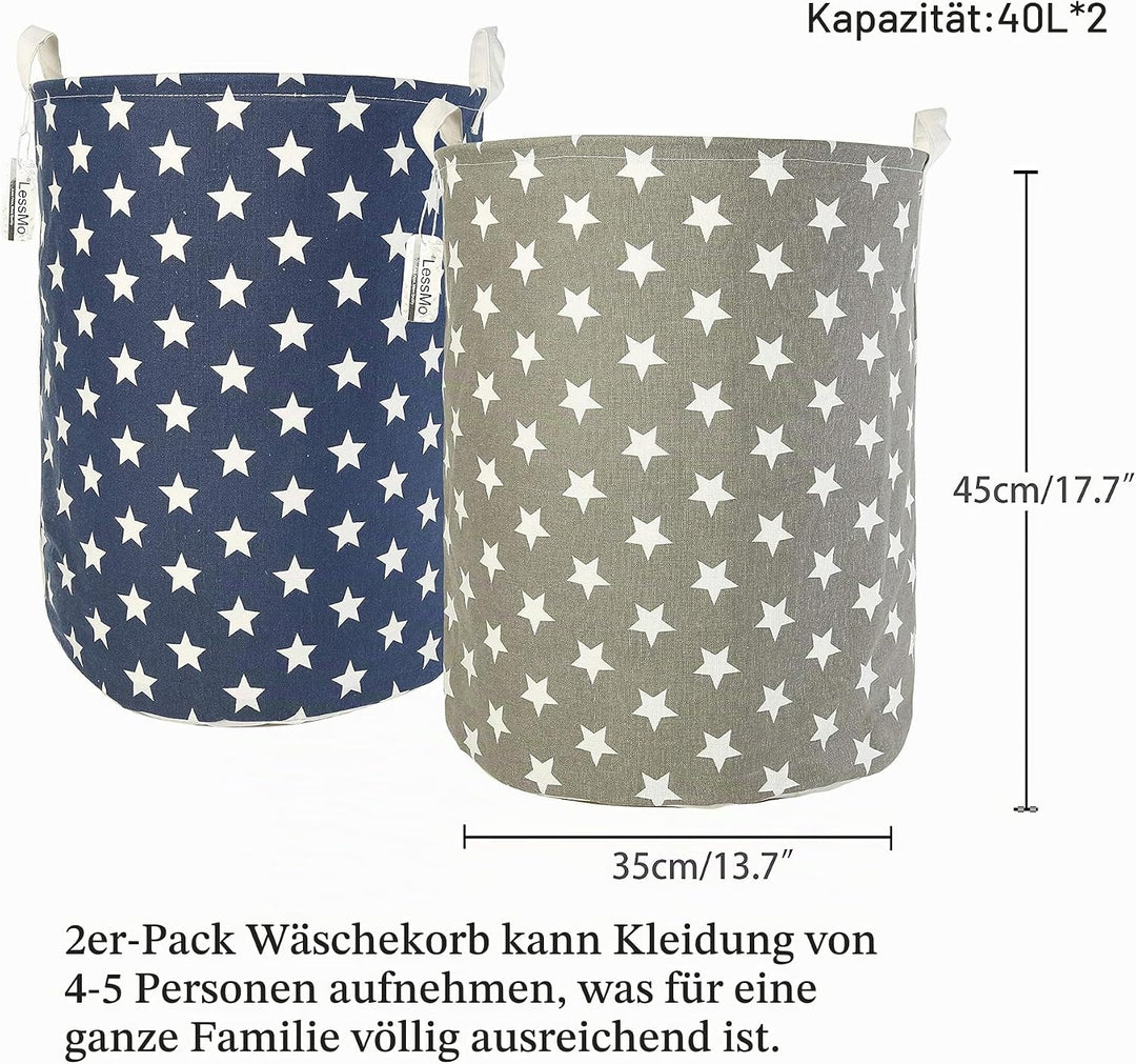 LessMo 2PCS 17.7" Wäschekorb Sortierer – Faltbar - 2er Set Wäschesammler spart Zeit beim Sortieren f