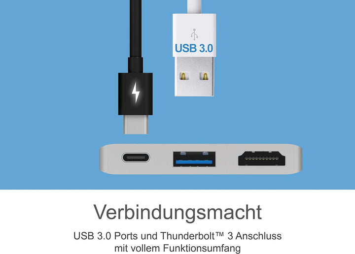 Icy Box Thunderbolt 3 Dock passend für MacBook Pro und MacBook Air, HDMI 4K 30Hz, USB 3.0, Aluminium