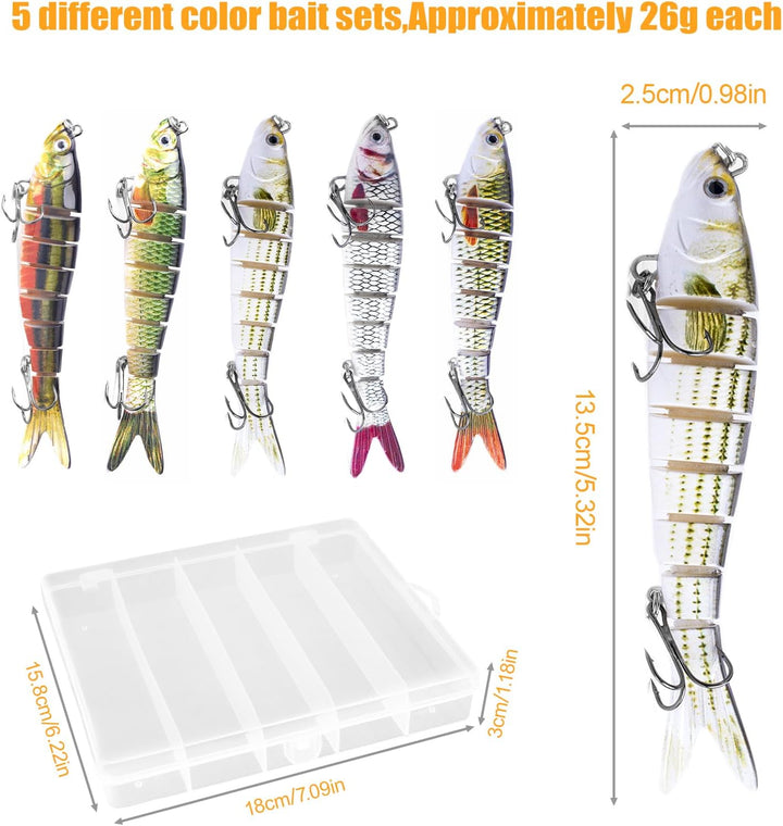 5 Stück Wobbler Hecht, Hecht Köder, Swimbait Lebensechter für He-CHT, Gross Kunstköder Zander ür Süs