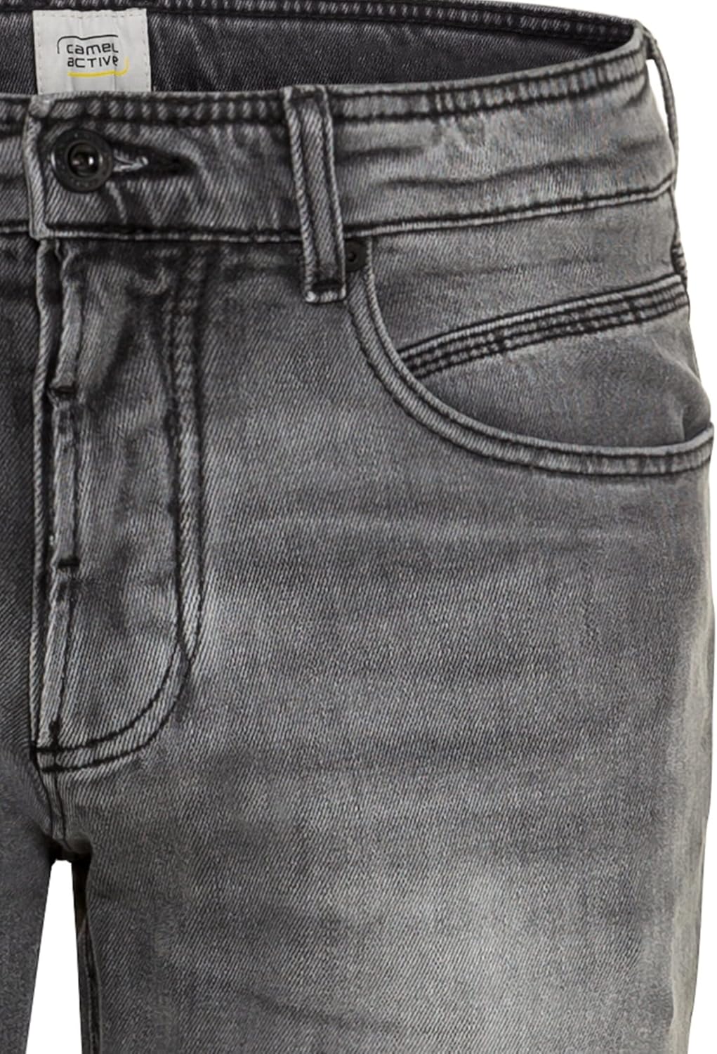 camel active Herren Relaxed Fit Jeans Hose Woodstock Jeanshose 33W / 34L Dunkelgrau (Graphite Gray),