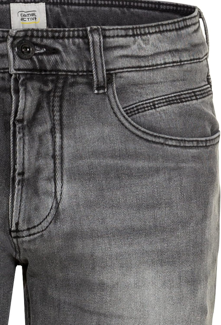 camel active Herren Relaxed Fit Jeans Hose Woodstock Jeanshose 33W / 34L Dunkelgrau (Graphite Gray),