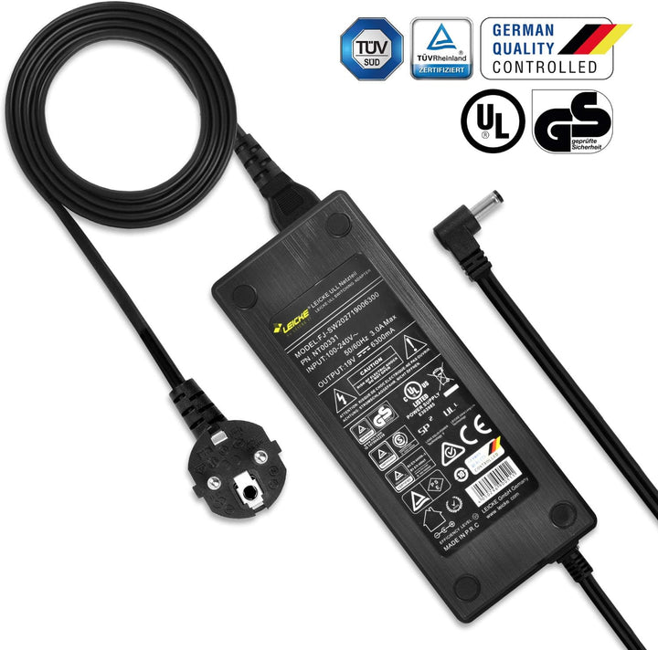 LEICKE ULL Netzteil 19V 6,32A/6,3A 120W | TÜV-zertifiziert | kompatibel mit SilverStone SST-VT02B -