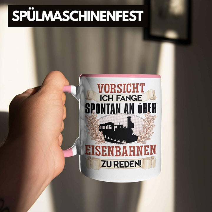 Trendation - Eisenbahner Tasse Geschenk für Modelleisenbahn-Fans Geschenkidee Ich Fange Spotan An Üb