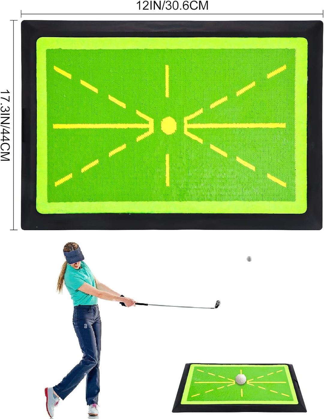 ALLOMN Schwungmatte mit Rutschfester Gummiunterlage - Golf-Übungsmatte für Schlagtraining im Innen-