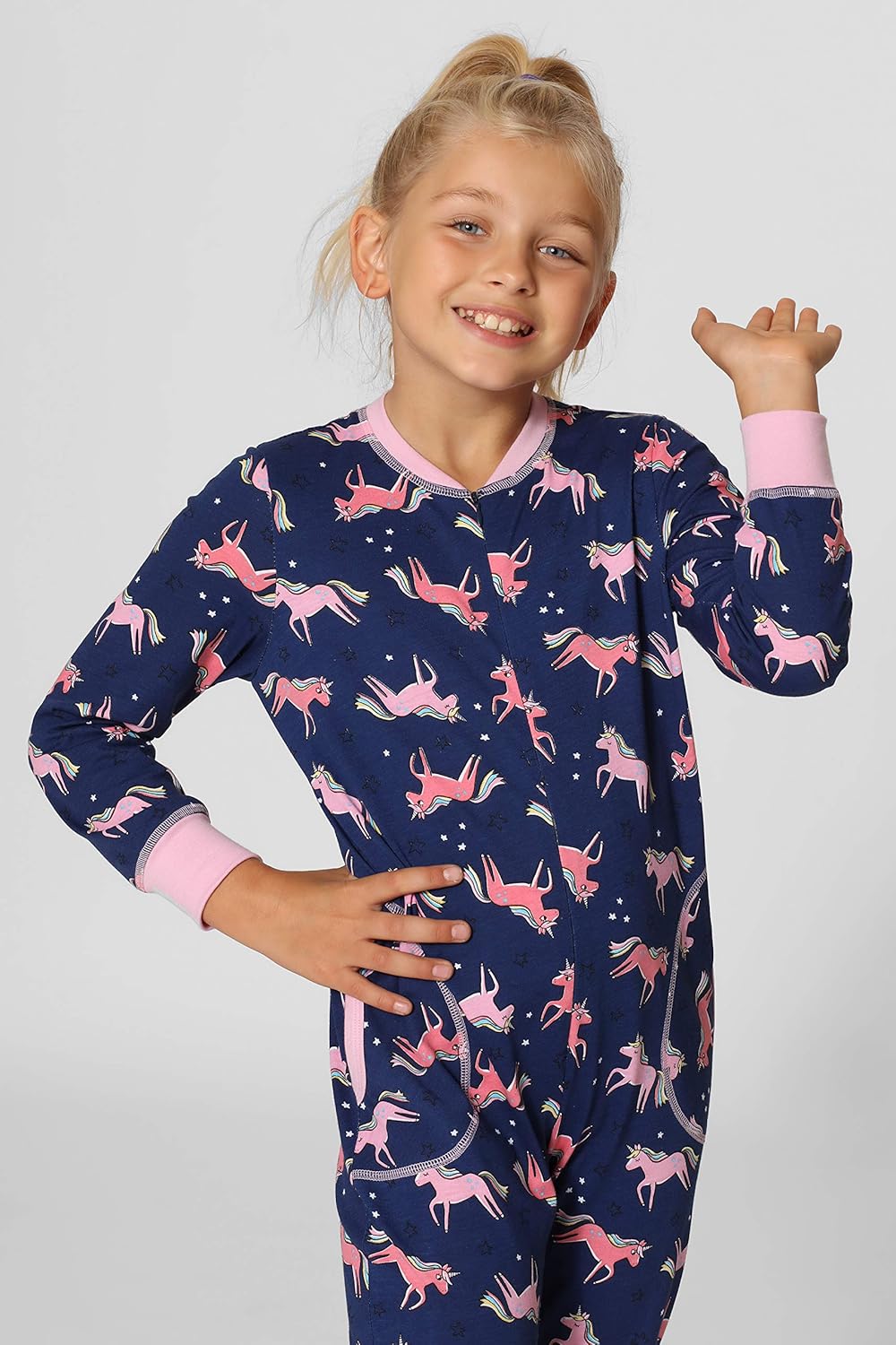 Merry Style Mädchen Schlafoverall Jumpsuit Mädchen Bequeme und warme Schlafanzug Kinder MS10-186 134