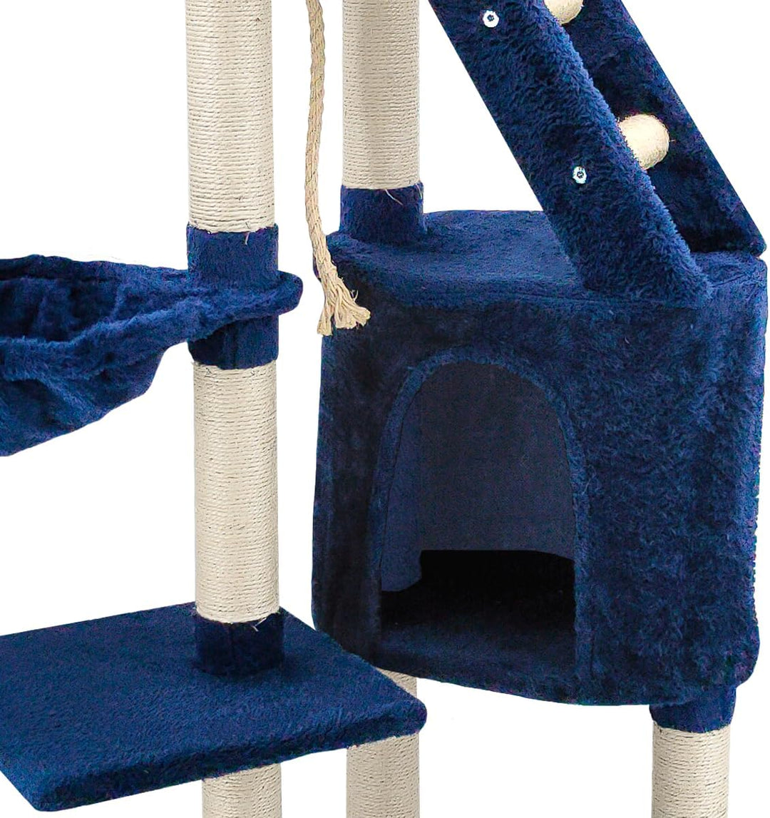 Beltom® KRATZBAUM KATZENKRATZBAUM KLETTERBAUM KATZENBAUM SPIELBAUM Park Spiele H. 120 cm - Blau, Bla