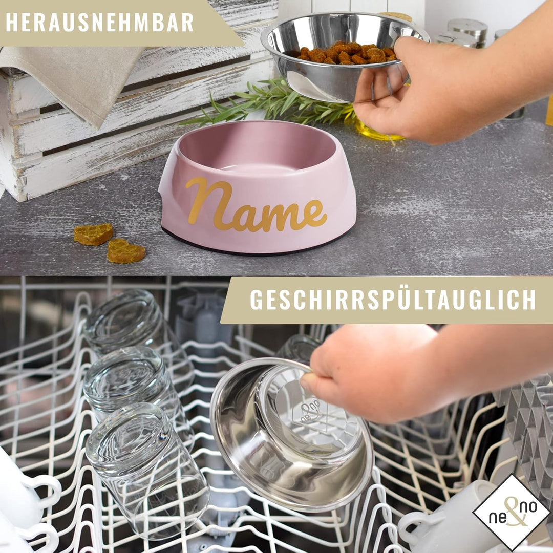 ne&no® Futternapf 2er Set für Hunde und Katzen (L - PERSONALISIERT, Malve) L - PERSONALISIERT MALVE,
