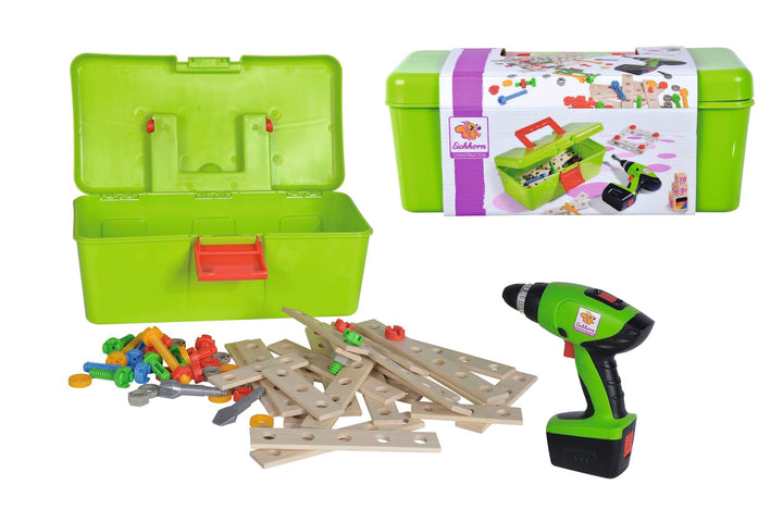 Eichhorn 100039079 Constructor Werkzeugbox, inkl. kompakt Schrauber, Erweiterungsteile, 70 teilig, F