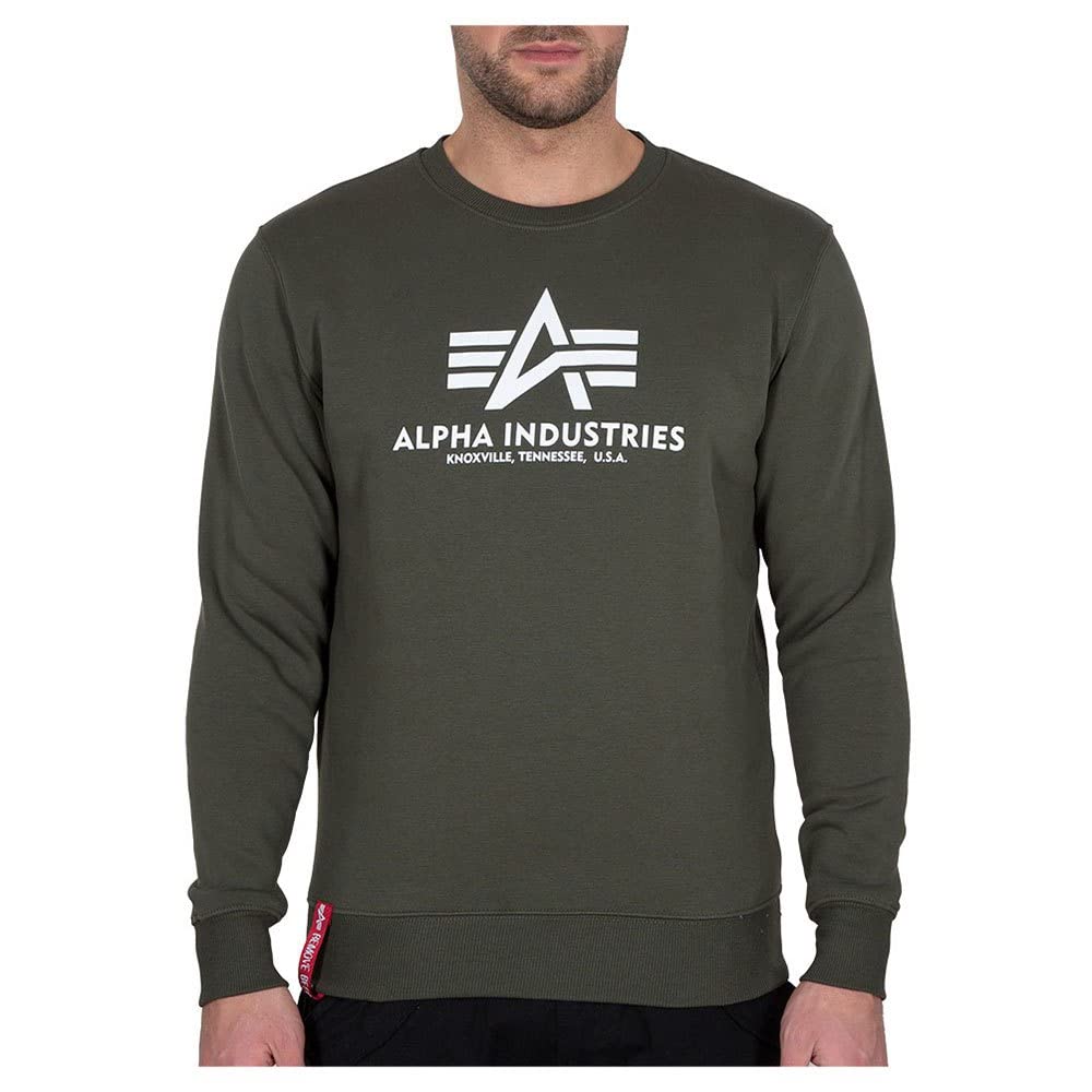 Alpha Industries Herren Basic Sweater Sweatshirt für Herren Sweatshirt (1er Pack) M Dunkles Olivgrün