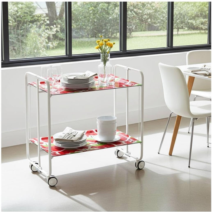 DON HIERRO - Servierwagen weiss, klappbar, 2 Böden. Rollwagen BAUHAUS-57 66 x 43 x 72 cm. 57, 66 x 4