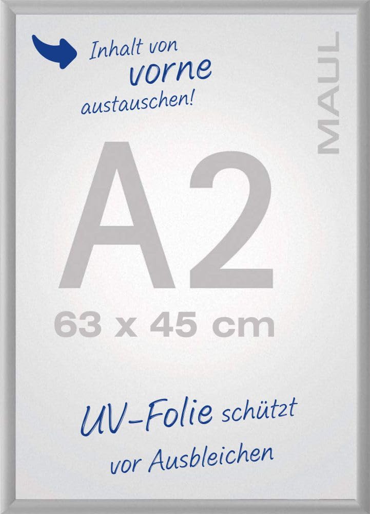 Maul Klapprahmen MAULstandard A2 | Bilderrahmen für Poster, Werbemittel & Fotos | Robuster Rahmen mi