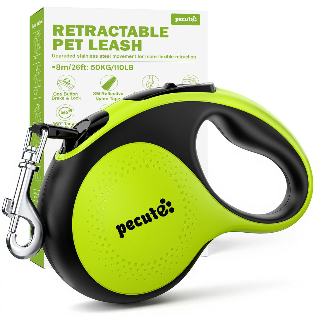 pecute Hundeleine 8m, Rollleine für Hunde, 360° Verhedderungsfreier Leinenverlängerung, Anti-Rutsch-