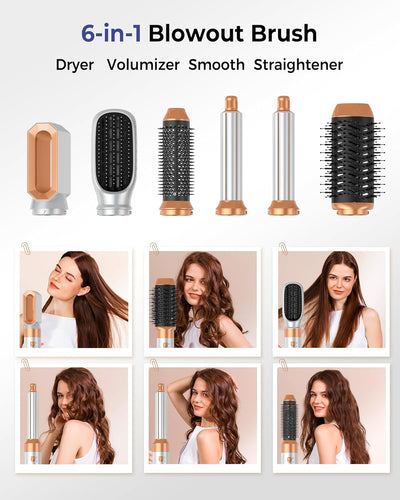 Air styler 6 in 1 Hair styler set mit 1000W Haartrockner, Warmluftbürste, Föhnbürste, Rundbürstenföh