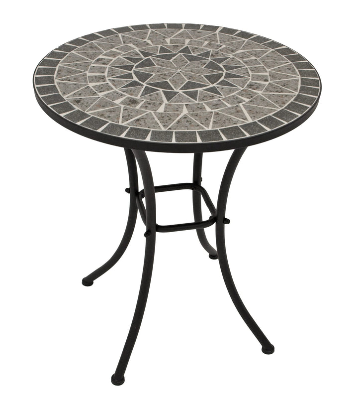 DEGAMO Bistrotisch Mosaiktisch Siena 60cm rund, Gestell Metall schwarz, Tischplatte aus Keramik in M
