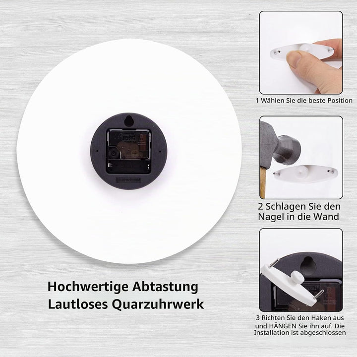 ACCSHINE MDF Holz Wanduhr Ohne TickgeräUsche Lautlos Modern 30cm Quarz Gross Batterie Betriebene Wan